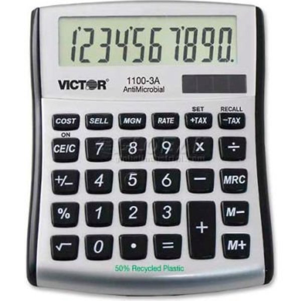 Victor Technology Victor® 10-Digit Calculator, 11003A, Dual Power, 4-1/2" X 5-1/4 X 3/4", Blue/White 11003A